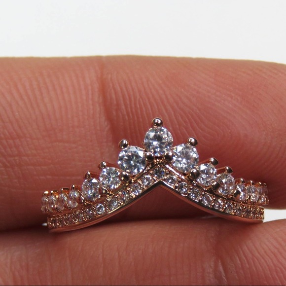 Pandora Rose Gold Princess Wishbone Ring Size 8 - Picture 7 of 12